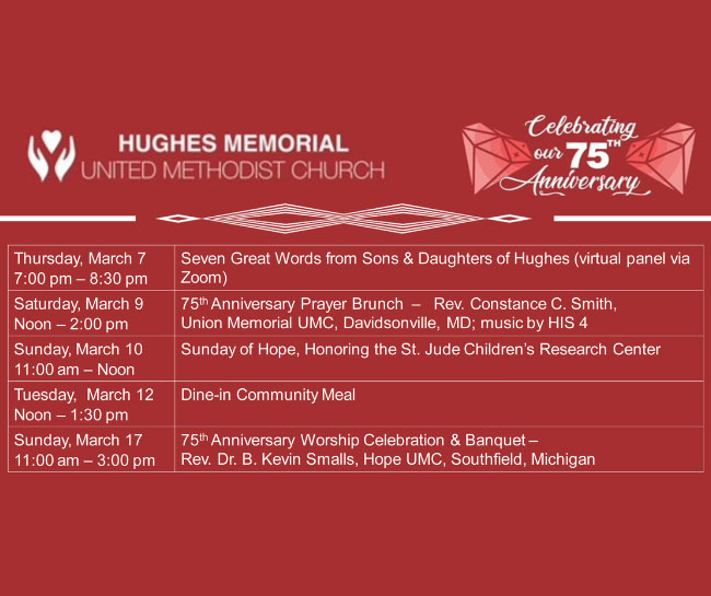 Hughes Memorial UMC 75th Anniversary Calendar